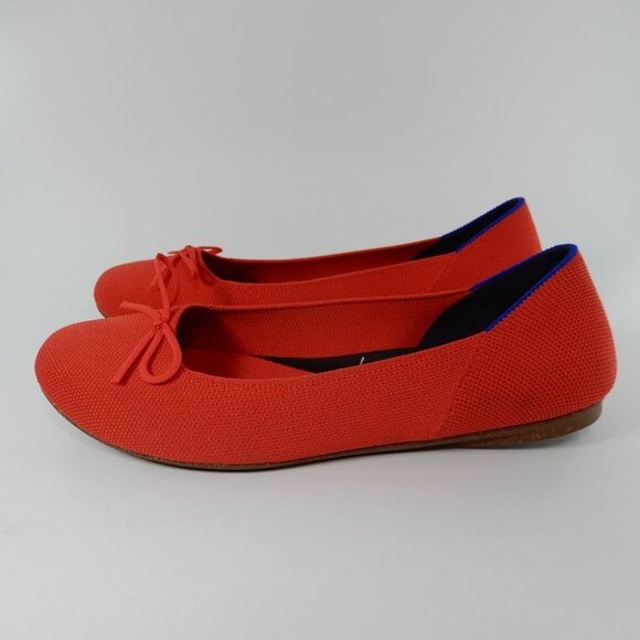 Rothy's The Ballet Flats Bow Size 10 Round Toe Glamour Red Knit Slip On NEW - Picture 4 of 14